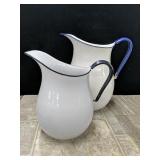Enamelware water Pitchers 9" & 11" Tall