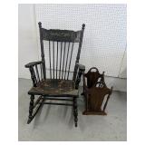 Black Wood Rocker with Magazine Holder
