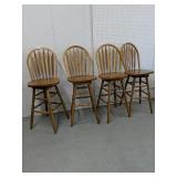 Oak Arrow Back Bar Stools 
Swivel