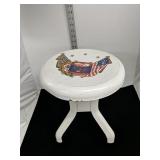 White Metal milking stool 12" Tall