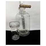 One half Gallon glass Jug, wood handle