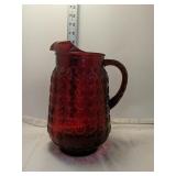 9.5" Tall Red Glass Bubble Pitcher