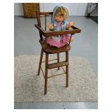 Wood Baby Doll Hi-Chair W/Playmates Doll
39"tall