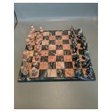 Marble chess board
13.5x13.5" 
2 pieces broken