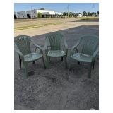 3 Rubbermaid plastic outdoor chairs