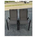 Two metal framed outdoor chairs