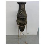 31" Tall Terracotta Pot In Metal Stand