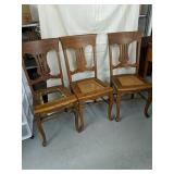 oak harp hand Cane chair set of 3