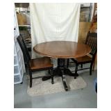 Wood table with folding leaves and 2 Chairs