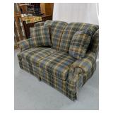 Plaid loveseat made by England Incorporated