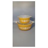 Pyrex bowls with lids 
2.5 quart 
1 quart