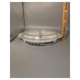 1958 barbed wire Pyrex bowl 1/2 court divided