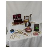 A lot of jewelry boxes and custom jewelry a