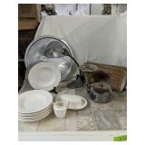 Vintage lot 
With Dishes
Tea pot
Trays 
Light