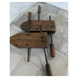 Pair of 12" Jorgenson Vintage Wood Clamp
