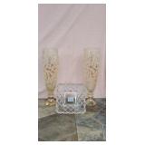Crystal bowl and 2 vases