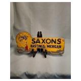 Vintage Metal Saxton sign
4.5" Tall 10" Long