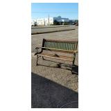 Wood and cast iron bench