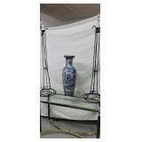 Glass top table 
Two electric candel lamps