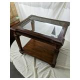 Glass Top wood side table
22.5"Tall 25" "wide
