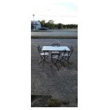 Metal framed glass top patio table 
With folding