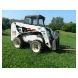 Bobcat S220 Turbo Skidsteer, Newer tires, Quick Attach bucket & forks, 7329 Hrs.