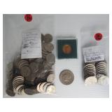 Lot 16, Bicentenial coins 130 quarters, 17 half dollars, 1, one dollar, 1 gold colored quarter