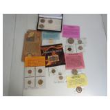Lot 20,  Misc assorted coins some uncirculated 24 kt gold plated louisiana quarter