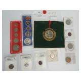 Lot 30, 1974 uncl D - 1967 uncl P - 1996 Kennedy gold plated 1/2 dollar - old Roman Empire coin - 18