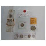 Lot 32, 1.45 in 90% silver coins and 1 Mexican silver dollar
