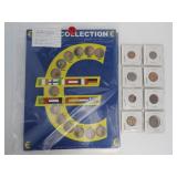 Lot 39, folder w/26 Euro coins & 8 misc foreign coins
