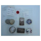 Lot 45, 5 oz silver, 9, 40% silver half dollars