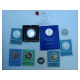 Lot 46,9 misc medals, 1 sterling, 1 by Continental Can Company .999 fine silver only 100 made