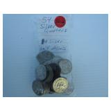 Lot 50-A 50 Silver quarters, 4 Silver half dollars