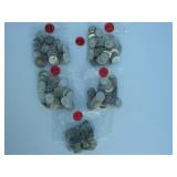 Lot 58, -A-B-C-D, 5, lots of 100 per lot,  pre 1964 Silver dimes, Buyer can take up to all 5 lots, 