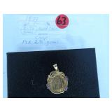 Lot 63,  1877, 20 Francs Gold Pc, w/14kt  Gold clasp @ 2.95 gram clasp, coin figured at 6.45 grams