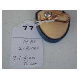 77,   2, 14kt rings,  9.1 gr tl wt