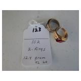 123,   2,  10kt rings, 12.4 gr  tl/wt
