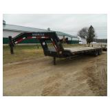 Gooseneck flatbed trailer with dovetail and ramps