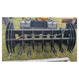Quick attach skid steer grapple rake