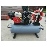Air compressor w/ gas motor & hose reel