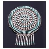 Navajo Sterling Petit Point Turquoise Brooch