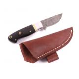 CFK Damascus Buffalo Horn Knife w/ Scabbard