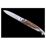 INOX German Lever Lock Stag Switchblade Knife