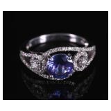 Tanzanite and Diamond 18k White Gold Ring