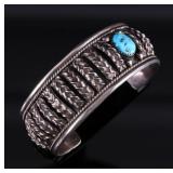 Navajo Sleeping Beauty Silver Bracelet - Signed