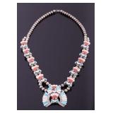 Zuni Sterling Silver Mosaic Inlay Squash Blossom