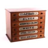 Antique J&P Coats Cherry Wood Spool Cabinet c.1890