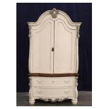 Victorian Style Oak Two Part Armoire Dresser
