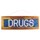 Antique Pharmacy Stained Glass Drugs Sign